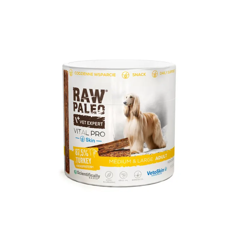 VETEXPERT Raw Paleo Vital Pro Skin & Coat Turkey Medium Large Mono - przysmak dla psa - 100g