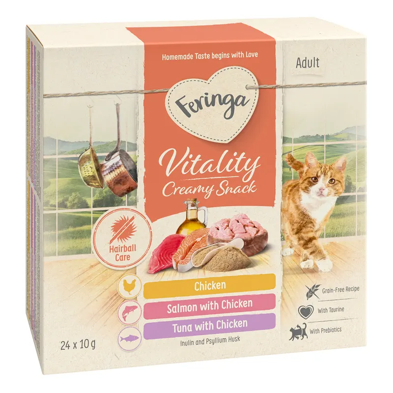 Feringa Vitality Creamy Snacks - Pakiet mieszany (3 smaki), 24 x 10 g