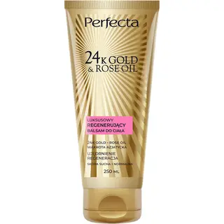 Perfecta 24K Gold&Rose Oil luksusowy regenerujący balsam do ciała z 24K Gold, olejem różanym, wąkrotą azjatycką i elastyną 250 ml