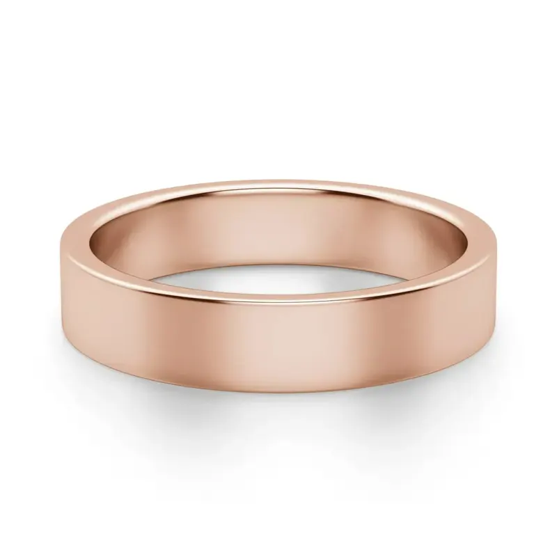 Klasyczna Męska Obrączka Ślubna Flat 4 MM 585 Różowe Złoto (14K)