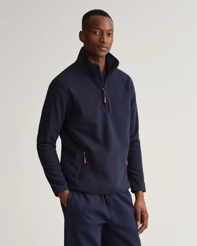 Gant Bluza Męska Z Zamkiem Do Połowy Regular Fit Granatowa