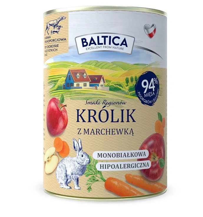 BALTICA Smaki regionów Mono Królik z marchewką - mokra karma dla psa - 400g