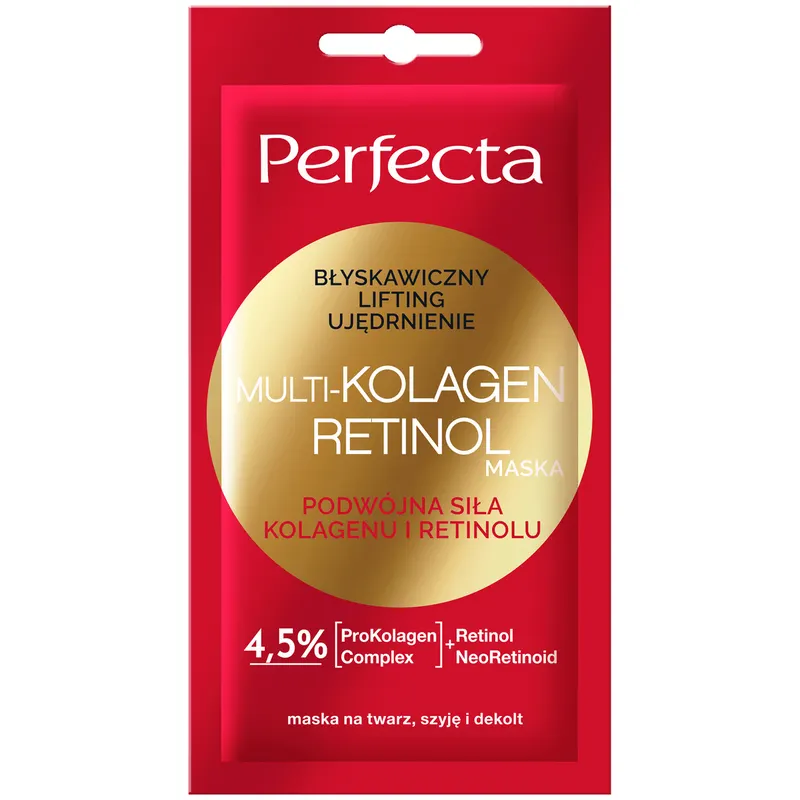 Perfecta Multi-Kolagen Retinol maska do twarzy błyskawicznie liftingująca z ProKolagen Complex, retinolem i neoretinoidem 8 ml
