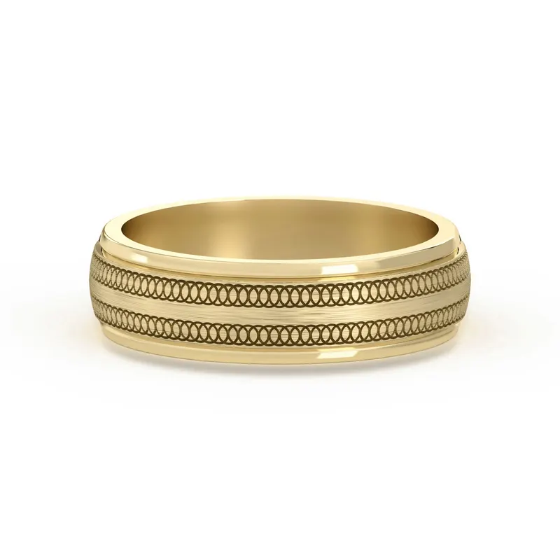 Okrągła z Przeplotem Flat Channel Obrączka Ślubna 585 Żółte Złoto (14K) 5 MM