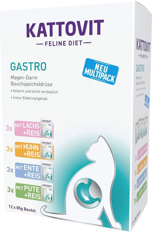 KATTOVIT Feline Diet Gastro Box - mokra karma dla kota - 12x85 g
