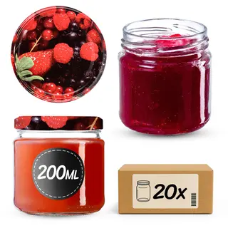 Słoiki na przetwory Lerma 200ml 20szt fi 66 mm + wieczka "Owoce leśne"