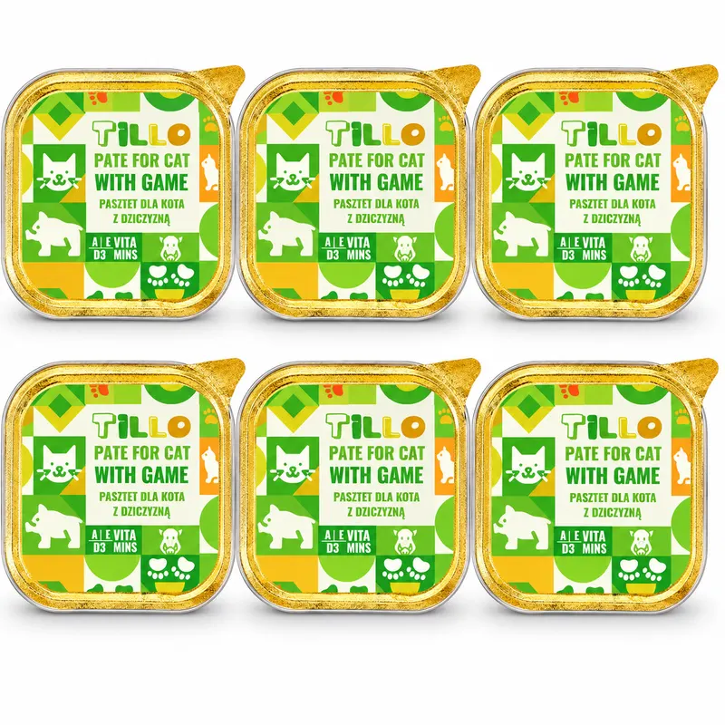 TILLO Pasztet Dziczyzna - mokra karma dla kota - 6x100g