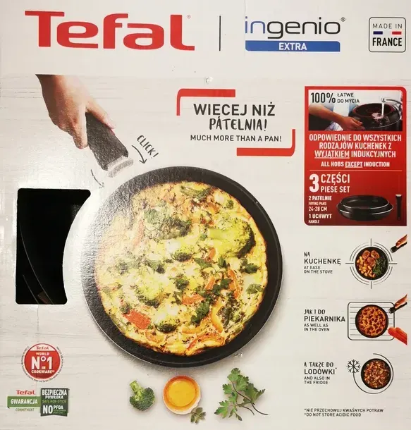 ZESTAW PATELNI TEFAL INGENIO EXTRA + RĄCZKA 3 elementy