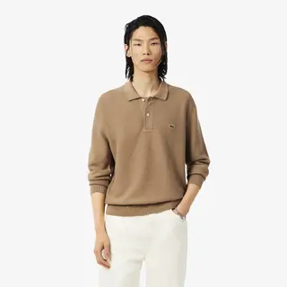 Lacoste Dziana Koszulka Polo Z Długim Rękawem I Krój Classic Fit Brązowa Męskie Brązowy
