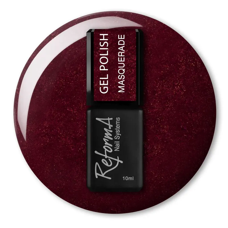 Brokatowy, bordowy lakier hybrydowy - GP Masquerade, 10 ml
