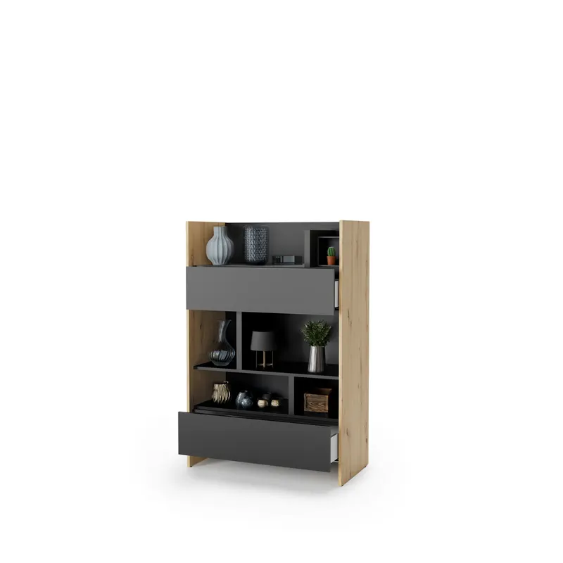 Regał Bed Concept BC-26 | 92x138X46 cm | Dąb Artisan/Czarny | Dąb artisan/Czarny regał Lenart | funkcjonalny | do półkotapczanu