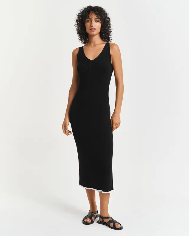 Gant Sukienka Damska Bez Rękawów Slim Fit Czarna