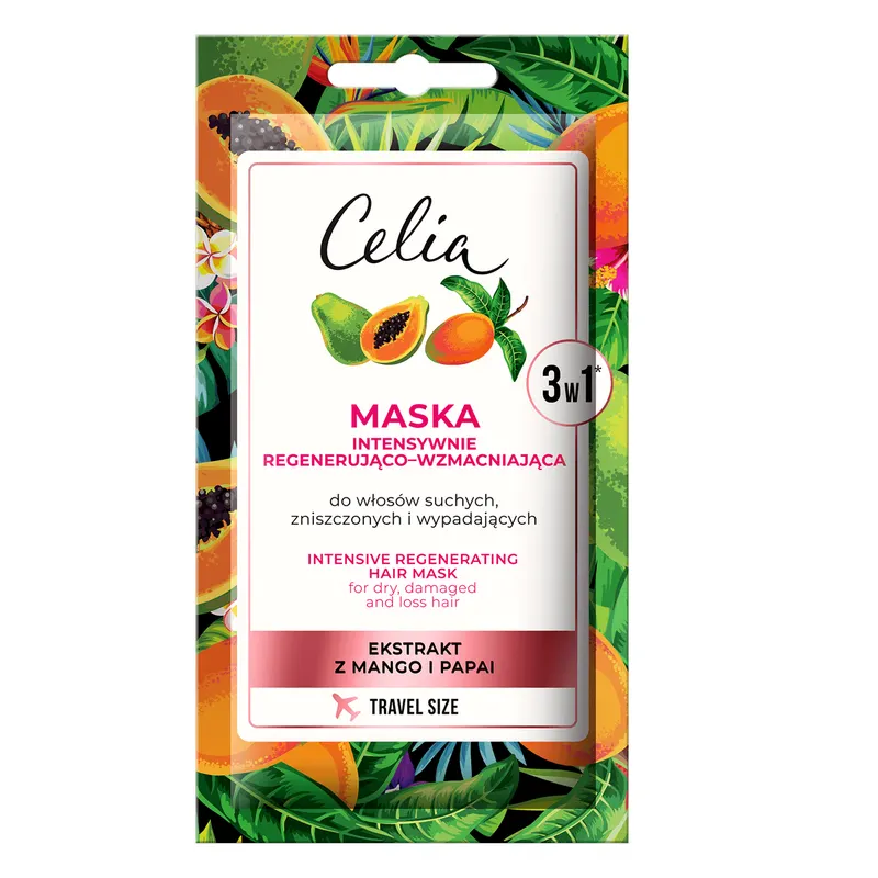 Celia 1i2 maska regenerująco wzmacniająca do włosów 3w1 z ekstraktem z mango, papai, D-pantenolem i gliceryną 10 ml