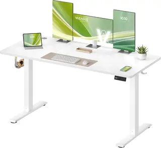 Biurko Elektryczne Regulowane 140x60 cm Białe Songmics