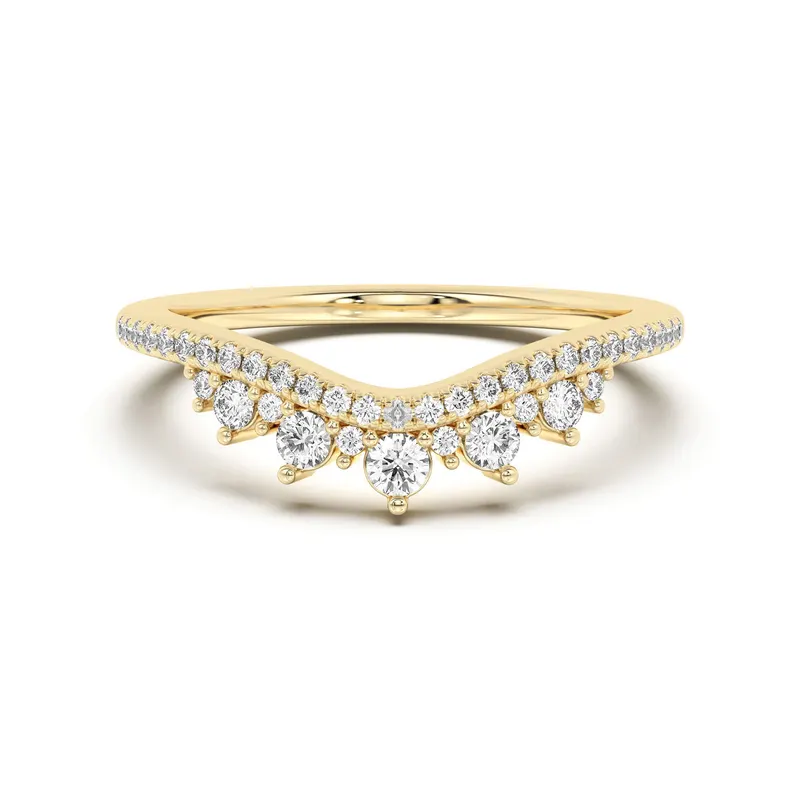 Obrączka Ślubna Chevron Crown Laboratoryjny Diament 585 Żółte Złoto (14K)