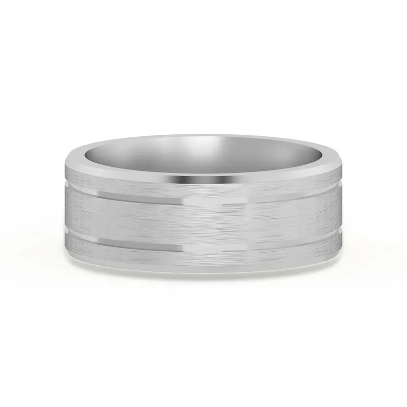 Klasyczna Double Channel Satenowa Finish Obrączka Ślubna 7 MM 585 Białe Złoto (14K)