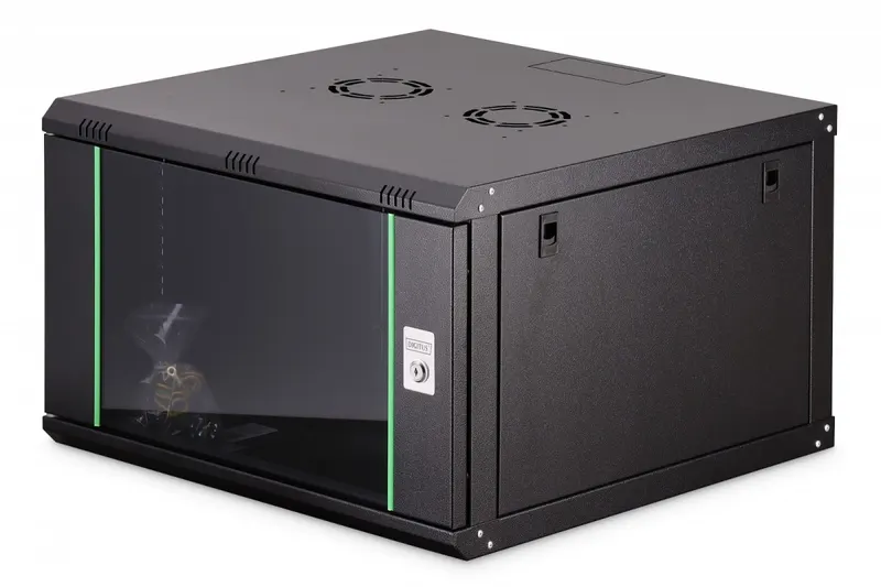 Digitus Szafa sieciowa wisząca Dynamic 19" 7U rack 385x600x600mm, drzwi szyba, czarna, niezłożona, 60kg