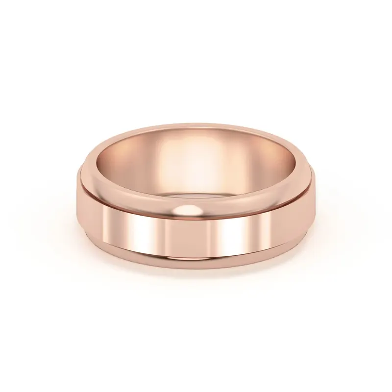 Raised Edge Channel Wysoka Polska Obrączka Ślubna 585 Różowe Złoto (14K) 5 MM