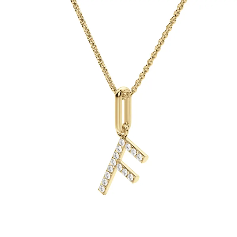 Wisiorek Litera "F" Laboratoryjny Diament 585 Żółte Złoto (14K)