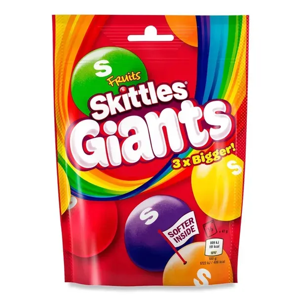 Duże Cukierki Skittles Fruit Giants Owocowe 3x Większe 132g