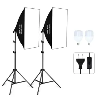 2x LAMPY STUDYJNE PULUZ SOFTBOX 50x70cm ŻARÓWKI LED LAMPA DO ZDJĘĆ STUDYjNA