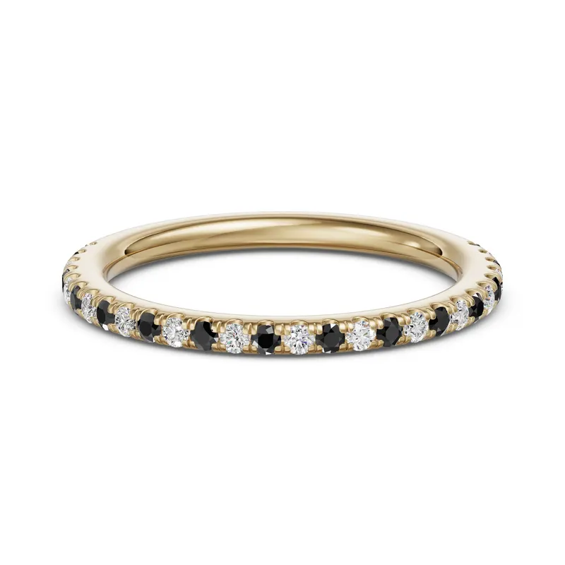 Obrączka Ślubna Arezzo Accented z Czarnymi Diamentami 585 Żółte Złoto (14K)