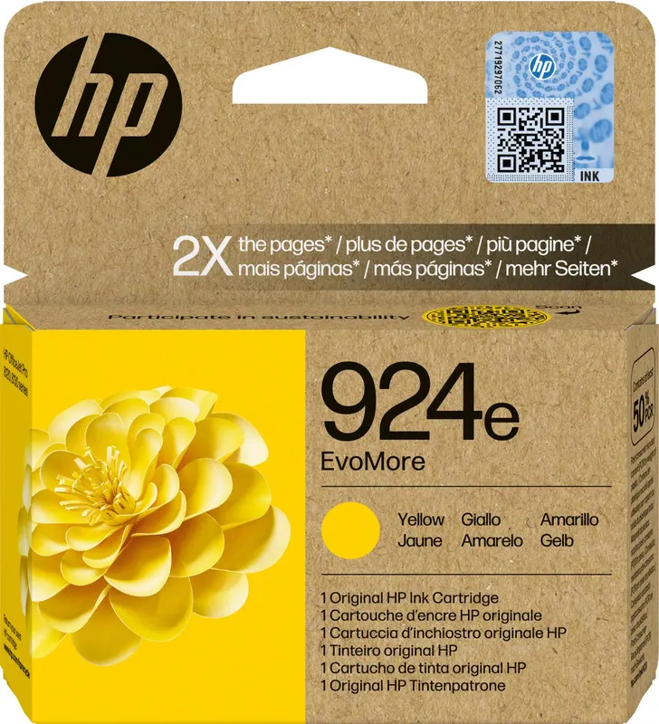 Oryginalny żółty tusz HP 924e EvoMore