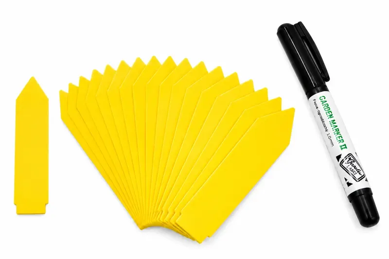 MARKER ll + Etykiety ogrodnicze wtykane strzałki do pisania Żółte 105×23,5mm 100 sztuk