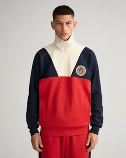 Gant Bluza Męska Z Zamkiem Do Połowy Z Długim Rękawem Relaxed Fit