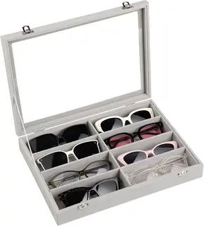 ORGANIZER 33X24CM AKSAMITNY PUDEŁKO ETUI SZKATUŁKA Z PRZEZROCZYSTĄ POKRYWĄ