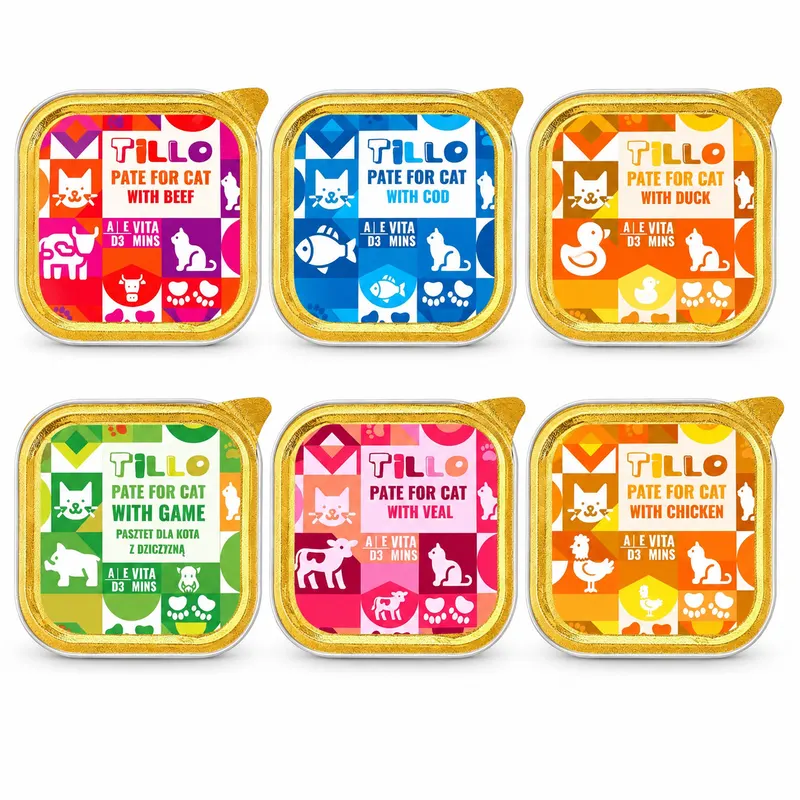 TILLO Pasztet Tacka Mix 6 Smaków - mokra karma dla kota - 6x100g