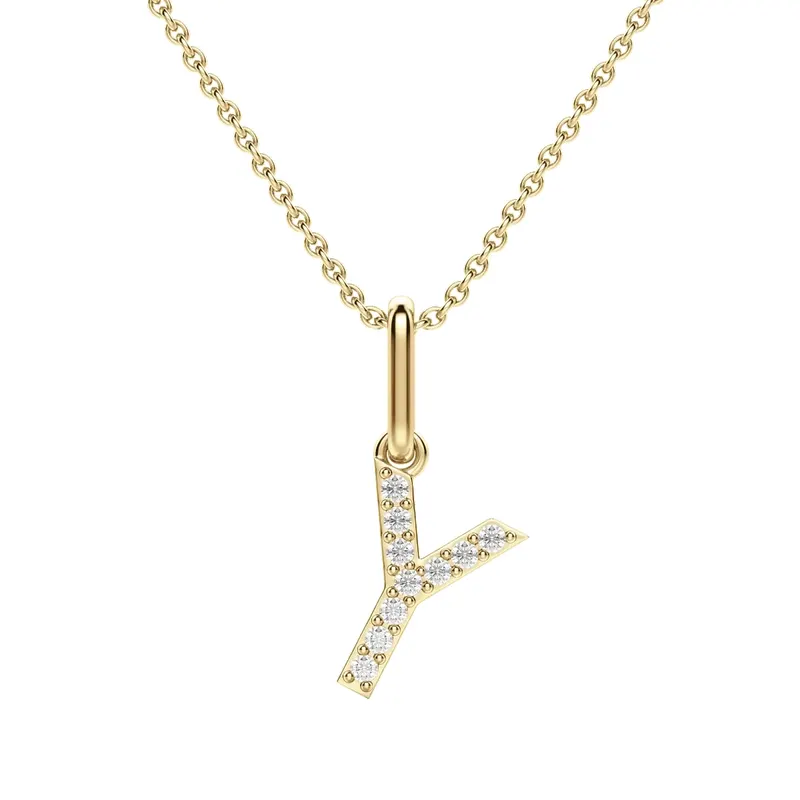 Wisiorek Litera "Y" Laboratoryjny Diament 585 Żółte Złoto (14K)