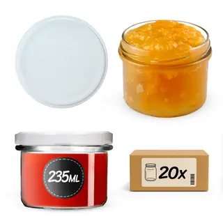 Słoiki na przetwory Tartu 235ml 20szt fi 82 mm + wieczka białe