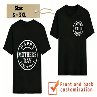 10Pcs Custom Front Back Print T Shirts Personalized Text Photo Cotton Crew Neck Short Sleeve Shirts Team Group Working Gift Tees