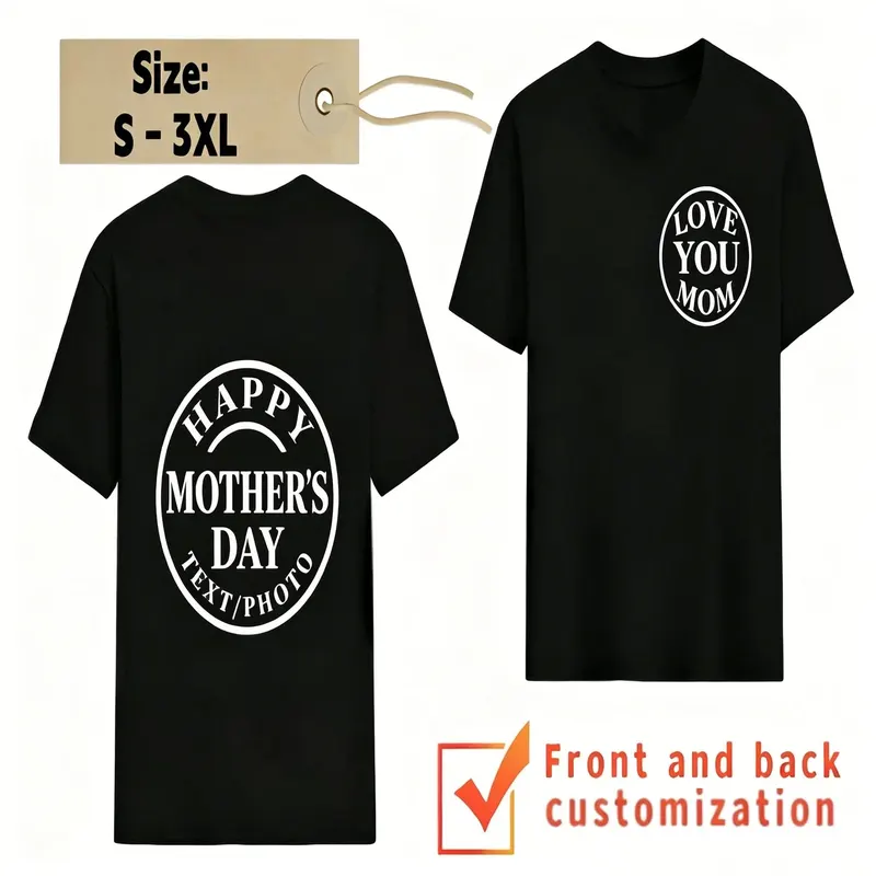 10Pcs Custom Front Back Print T Shirts Personalized Text Photo Cotton Crew Neck Short Sleeve Shirts Team Group Working Gift Tees