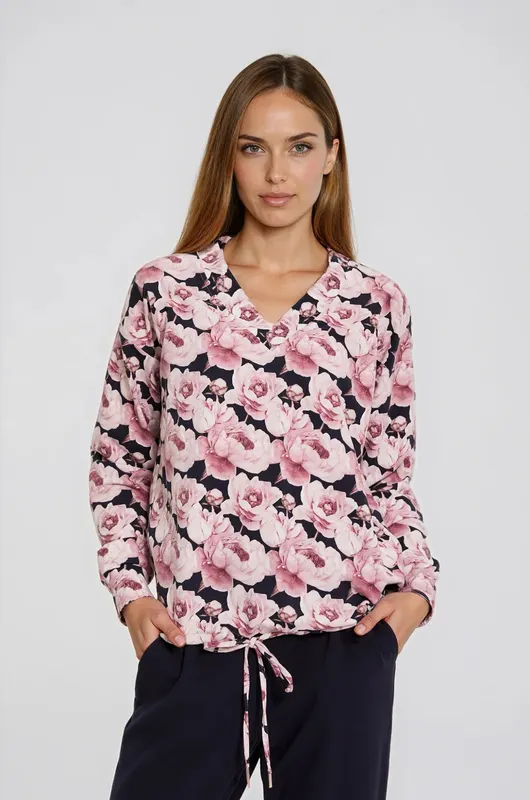 Bluza z kwiatowym nadrukiem różowa