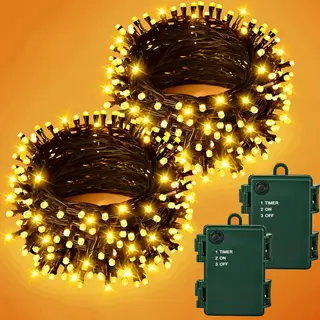 Łańcuch świetlny na baterie 10 m 100 LED ciepła biel IP65 timer