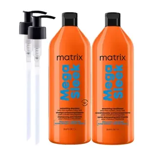 Matrix Mega Sleek Szampon wygładzający +odżywka 1000 ml + 2x pompka