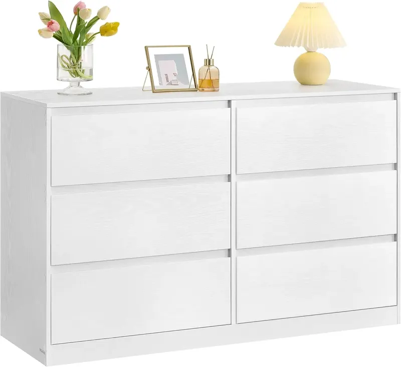 Komoda Do Sypialni Szafka z 6 Szufladami 40x119,4x75 cm Biała Songmics
