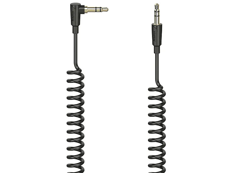 Kabel HAMA Jack 3.5 mm (kątowy) - 3,5 (wtyk wtyk) 1,5 m spiralny Czarny