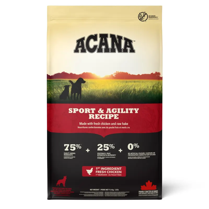 Acana Sport i Agility, kurczak i surowa flądra - 11,4 kg