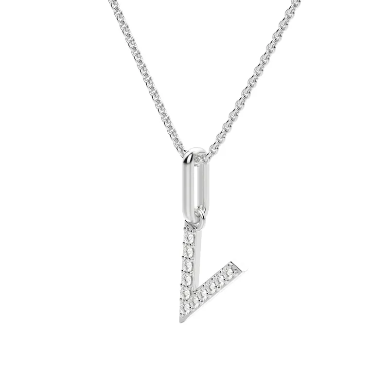Wisiorek Litera "V" Laboratoryjny Diament 585 Różowe Złoto (14K)
