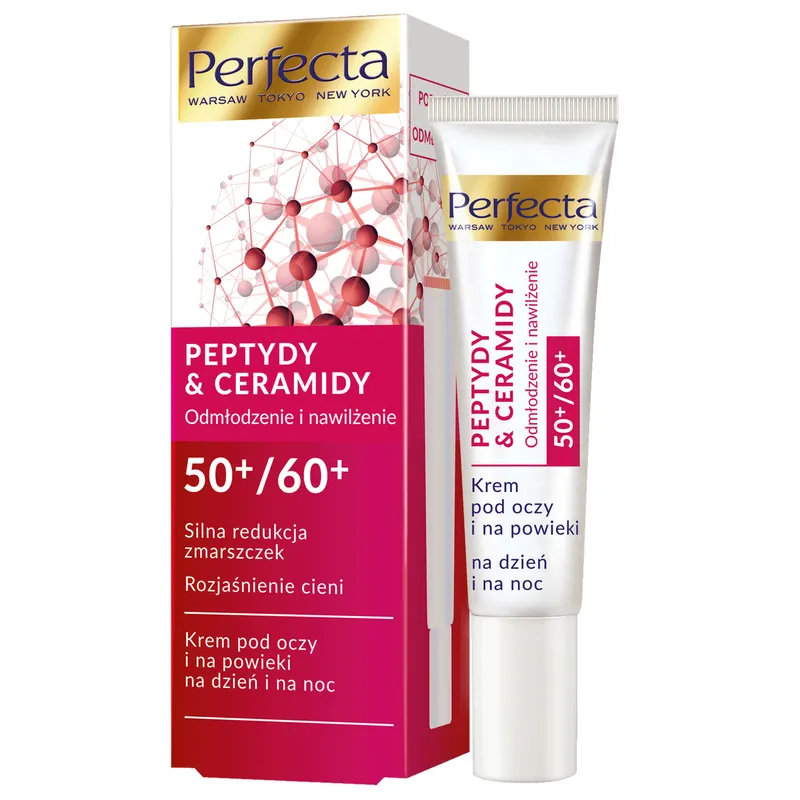 Perfecta Peptydy i Ceramidy krem pod oczy i na powieki na dzień i na noc 50+/60+ z peptydami, ceramidami i kofeiną 15 ml