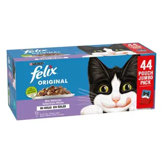 25% taniej! Pakiet mieszany Felix Original w galarecie, 88 x 85 g - Pakiet mieszany (łosoś, tuńczyk, wołowina, kurczak)