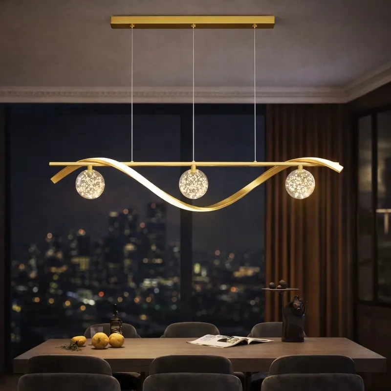 Lampa wisząca CALISTRA – nowoczesna fala światła z kulistymi kloszami LED (złota / czarna)