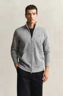 Gant Bluza Męska Z Zamkiem Regular Fit Szara