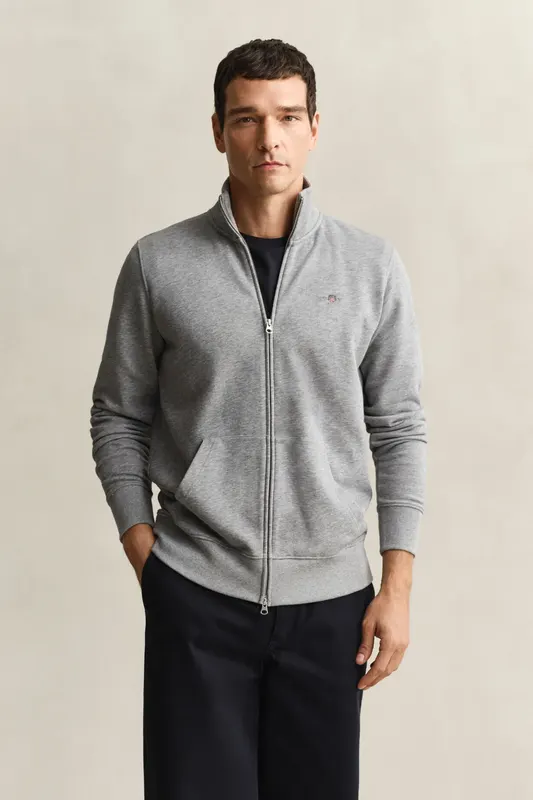 Gant Bluza Męska Z Zamkiem Regular Fit Szara