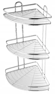 Półka łazienkowa narożna Kobuk 3-poziomowa srebrna