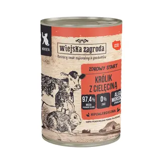 WIEJSKA ZAGRODA Królik z cielęciną dla kociąt - mokra karma dla kota - 400g