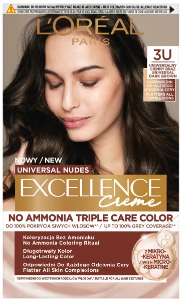 Loreal Excellence Creme Farba do Włosów 3U Uniwersalny Ciemny Brąz